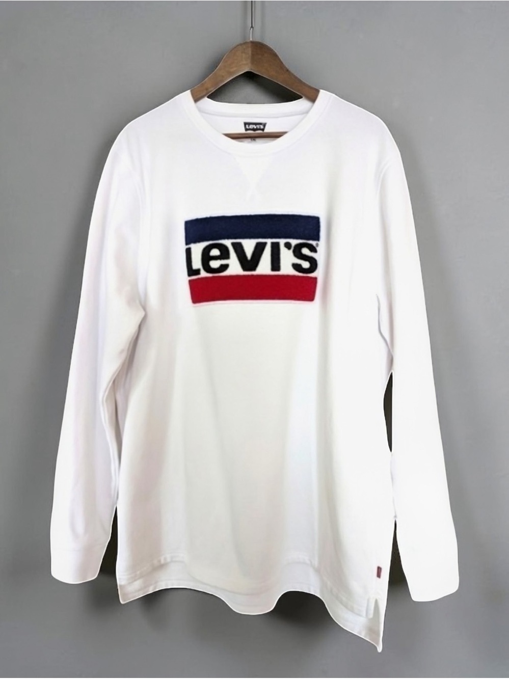 Levi's White Crew Neck Logo Pullover Sweatshirt Casual  Relaxed XL